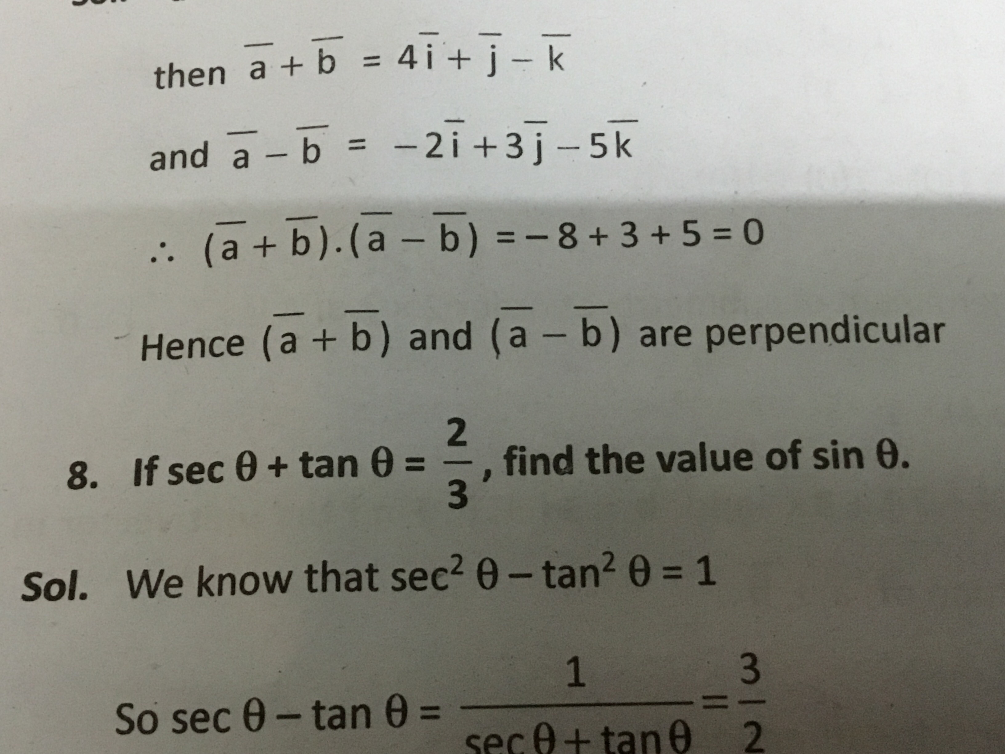 Question image for if sec theta plus tan theta =2/3, find the value